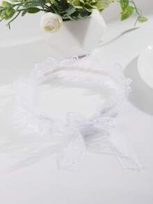 1 件女士白色蕾丝蝴蝶结装饰性感弹力大腿带可爱吊袜带情人节