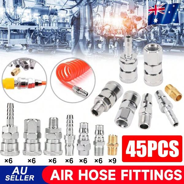 45x Air Compressor Hose Fittings Barb Coupler Male Female Nitto Coupling Plug