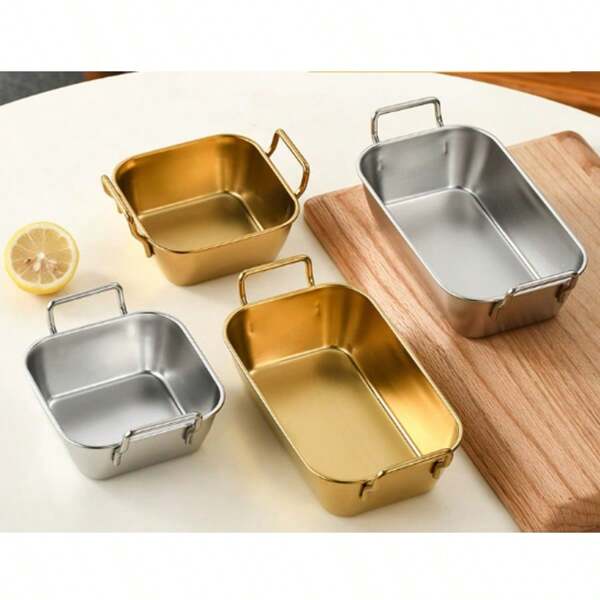 Stainless Steel Small Snack Plate, French Fry Small Food Box, Creative Square Small Basket, Fried Chicken Appetizer Sauce Dish