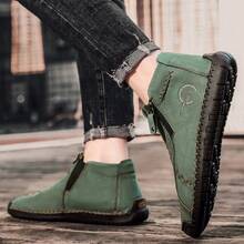 Low-Top, Pure Handcrafted Men's Casual Business Shoes And Outdoor Sports Shoes - màu xanh lá - Xem 6