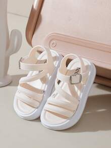 TEEOEC 2025 New Material Girls' Fashion Open Toe Princess Shoes, Soft Bottom Anti-Slip Fresh Style Baby Girls Sandals, Lightweight Breathable Platform Girls Sandals - Beige - View 2