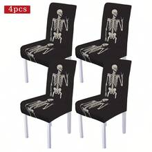 1/4/5/6/7/36pcs Halloween Theme, Skeleton ManPrinted Chair Covers / Chair Cover Set, Suitable For Indoor Home Restaurant, Hotel Modern Daily Decoration,Party Decoration,Wedding Decoration,Dining Room Decoration,Kitchen Decoration,Tablecloth Suitable For Square Tables, Elastic Chair Covers Can Be Washed - ZYT-174 - View 14