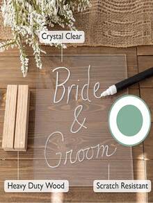 Bộ 20 chiếc bàn PMMA trong suốt có đế gỗ, trang trí tiệc cưới, tiệc tùng, sự kiện tự làm - Biển số bàn tiệc, bảng thực đơn, thẻ chỗ ngồi - đế gỗ có tấm Acrylic, đa năng sử dụng trong nhà và ngoài trời, trang trí đa năng - Trong suốt-Hình chữ nhật - Xem 8