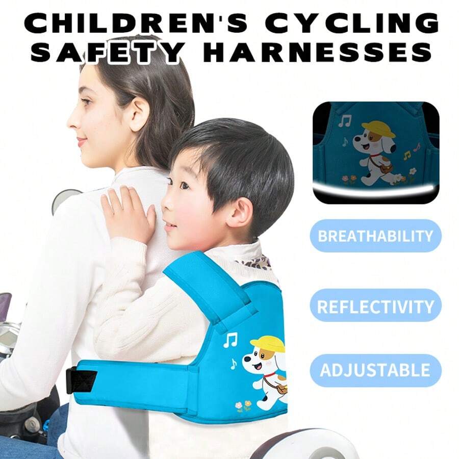 Electric Motorcycle Kids Safety Belt Riding Harness Strap For Riding Electric Scooter, Baby Anti-Fall Protective Belt - Green - View 1