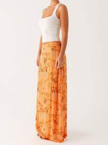 Women Summer Skirt Casual Elegant Sequin Floral Embroidery Long Skirt For Beach Vacation Club Streetwear - 橘色 - 查看 10