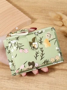 精致花朵花瓣图案带扣时尚卡夹轻薄便携现金身份证信用卡零钱袋适用于生日礼物周年纪念圣诞节情人节情侣女士女孩青少年大学生学校学生包学校用品适用于学校宿舍和返校 - 粉色 - 查看 17