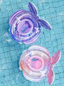 1 件儿童充气游泳圈，加厚防倾倒美人鱼风格水上玩具，适合男婴和女婴的游泳座椅 - 彩色 - 查看 11