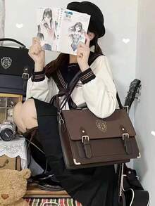 JK制服学校挎包，英伦风格背包，单肩制服学校学生包，大容量，最新设计 - 彩色 - 查看 4