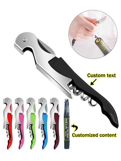 1/10 Juegos personalizados de abrebotellas en forma de caballito de mar de acero inoxidable creativo, que incluye bolsa de gasa, cuerda de cáñamo y tarjeta, con texto grabado en la parte posterior del mango, herramienta multifuncional para abrir vino tinto y cerveza, regalo de boda y fiesta de cumpleaños para bar, herramienta de cocina portátil, adecuada para bar, fiesta de boda y uso doméstico