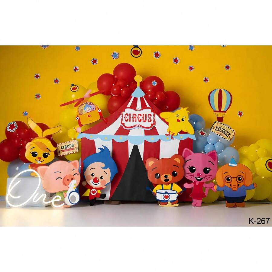 Cartoon Cute Kids Boys 1st Birthday Party Backgrounds Bunting Animals Payaso Plim Plim Theme Photography Backdrops