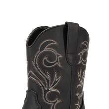 Women's Cowboy Cowgirl Western Boots Embroidered Stitched Ankle Boots Square Toe Chunky Heel Fashion Short Booties With Zipper - 黑色 - 查看 6