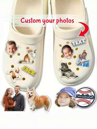 Customizable Acrylic Shoe Charm | Laser Engraved Photo/Logo DIY Shoe Clip Accessory, Reusable And Elegant Shoe Decorations For Office, Birthday Party, Creative Gift For Family And Friends To Make Every Pair Of Shoes Unique!