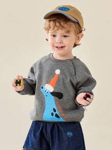 mini bala 儿童柔软弹力卫衣 2025 可爱舒适长袖 - 中花灰 - 查看 2