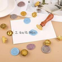 [10pcs Golden Wax Seal Stamp Set] 10pcs Golden Wax Seal Stamp Set With Wooden Handle, Metal Seal Wax Stamp Kit With Various Patterns For Letter, Greeting Card, And Gift Decoration