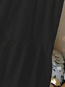 白色高腰A字裙，迷人的泡泡下摆设计，适合春夏季 - 黑色 - 查看 10