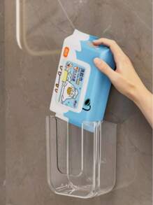 1pc Easy Install Deluxe Square Plastic Tissue Paper Holder - Wall Mounted, No-Drill Bathroom Storage Box For Facial Tissues & Wet Wipes, Organizer, Dispenser