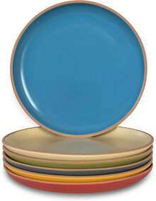 Mora Ceramic Artisan Matte Plates Set, 7.8 In - Set Of 6 - The Dessert, Salad, Appetizer, Small Dinner Etc Plate. Microwave, Oven, And Dishwasher Safe, Scratch Resistant. Kitchen Porcelain Dish,7683994 - 青碧色 - 查看 1