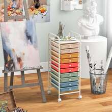 10 Drawer Rolling Storage Cart Scrapbook Paper Office School Organizer Gradient - Màu sắc của bánh Macaron - Xem 5
