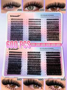 640pcs 800pcs Lash Clusters ,30D 40D 50D 100D Lashes Eyelashes, D Curl Pestañas With Natura Lashes Cluster Eyelash, 0.07 Cluster Lashes Fake Eyelashes, Super Soft Eyelash Clusters Book,Makeup Tools - 粉色 - 查看 13