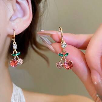 Andkiss 1 paire de boucles d'oreilles rondes et douces en forme de cerises