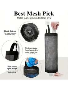 1pc Durable Plastic Bag Holder Rack, Stores Grocery Bags & Trash Bags, Space-Saving Mesh Design For Easy Access And Ventilation. This Multipurpose Wall-Mounted Mesh Storage Rack Is An Ideal Choice For Home And Kitchen Organization, Suitable For Household, Kitchen, Summer Beach Party, Food, Camping, Organizing, Room Decor, Kitchen Accessories, Etc. - Multicolor - View 6