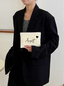 1 pezzo Pochette di moda semplice e unica personalizzata, leggera, può contenere telefono, cosmetici, portamonete, clutch, essenziali da viaggio con logo di lettere carino