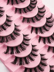 10 par 15 mm ryska D-Curl lösögonfransar i minkfärg, extra långa remsögonfransar - Fluffiga fransar - Visa 7