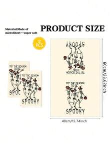 2 件万圣节手巾，带有邪恶南瓜和骷髅设计的手提袋，厨房和餐厅装饰，户外派对用品，适用于万圣节厨房和浴室装饰浴室厨房装饰洗碗布厨房毛巾 - 彩色 - 查看 2