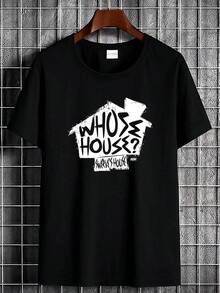 180g Pure Cotton SWERVE STRICKLAND WHOSE HOUSE AEW Official T Shirt Stretched Casual Top For Everyday Wear Unisex Fashion For Women Soft Print Round Neck Short Sleeve Breathable Streetwear Stylish Comfortable Slightly Designer Clothes Homme Graphic Versatile Summer - màu đen - Xem 2