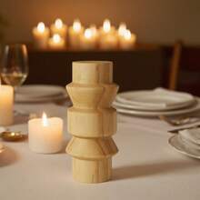 1pc Nordic Style Brown Wooden Candle Holder, High-End Home & Dining Table Candle Decor, Holiday Party, Gift For Friends & Lovers, Birthday Blessing - Multicolor - View 11