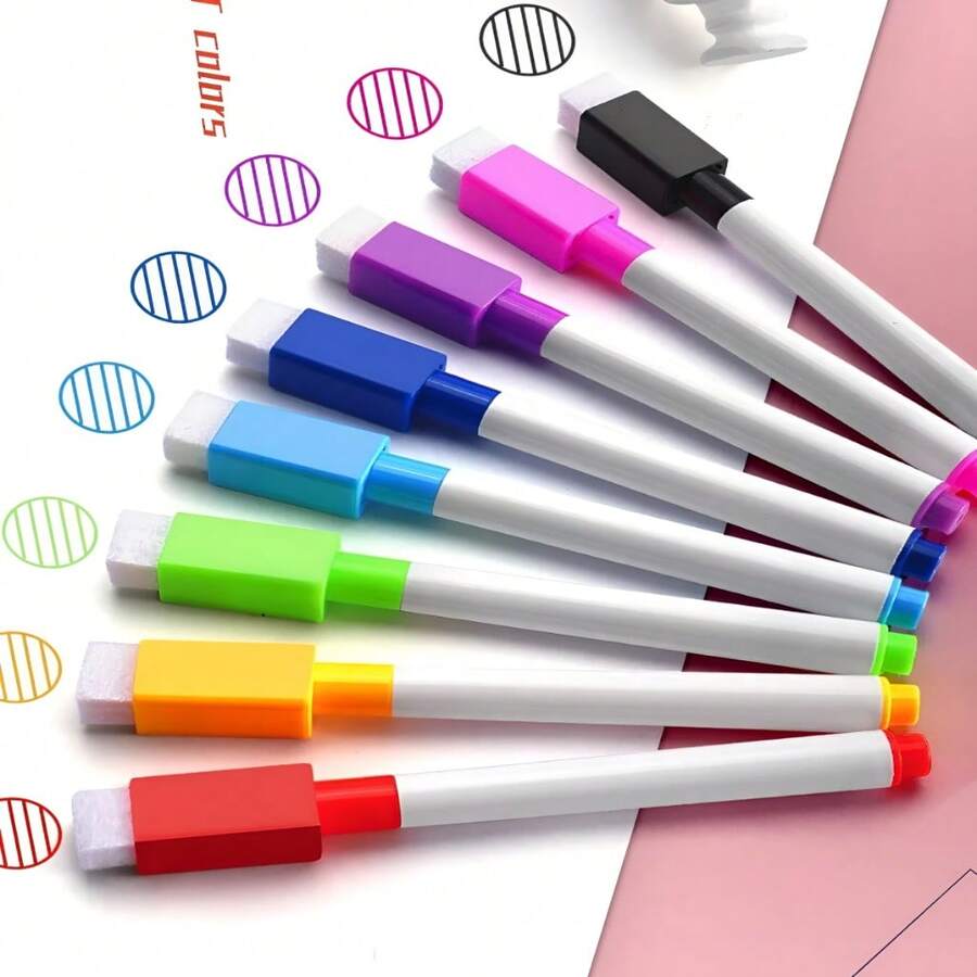 Whiteboard Pens With Foam Eraser - Preto-C60051 - 查看 1