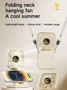 Ventilatore da collo, design elegante, silenzioso, ventilatore pieghevole portatile USB da tavolo con supporto per telefono cellulare, multifunzionale, batteria a lunga durata per ufficio, studenti