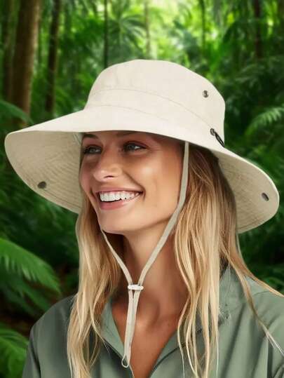 1pc Women's Bucket Hat, Foldable Large Brim Sun Hat For Beach, Summer, Outdoor, Breathable UV Protection