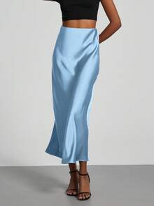 Se-Hore Fashion Women's Elastic Satin Finish Maxi Skirt, Suitable For All Seasons