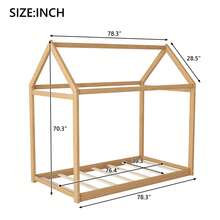 MERAX Twin Size Wooden House Bed, Wood Color - Gỗ - Xem 4