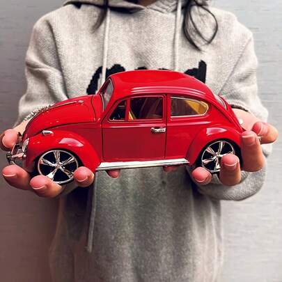 Modelo de coche vintage clásico, modelo de simulación, colores vintage clásicos rojo y negro, con base, adecuado para exhibición, múltiples detalles operativos, gran jugabilidad, regalo festivo, regalo sorpresa