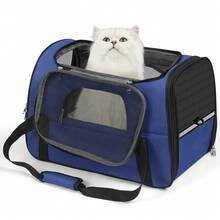Secure Zipper Anti-Escape Pet Carrier Backpack | Spacious Ventilated Foldable Cat/Dog Travel Bag | Car & Airline Approved Collapsible Cage With Breathable Design - 深藍色 - 查看 11