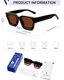 Thick Square  Retro Chunky Rectangle  Protection - C37-Verres marron/Monture noire - Voir 3