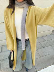 Women's Autumn And Winter Casual Versatile Solid Color Long Cardigan And Woolen Long Jacket, Comfortable And Suitable For Leisure, Daily Life, Dating, Home, Office, Party Gatherings, Festivals, Shopping, Halloween, Christmas, Thanksgiving, Holidays/Fall Women Clothes/Y2k Tops Y2k/Streetwear/Punk