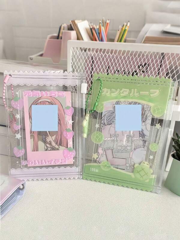 Adorable Four Leaf Clover Sweet Bag Photo Card Holder With Pendant And Bead Chain Mini Pouch,Chic Mini Display Bag - Transparent Pvc, Dustproof Storage With Zipper Closure For Women'S Bag,Plastic Candy Bag Charms With Keychain, Badge Holder Storage Display Pendant Protector Card Case Jewelry Storage Bag Badge Storage Display Pain Bag Pendant,PVC Zipper Photo Badge Holder - Multi-Functional Storage Pouch