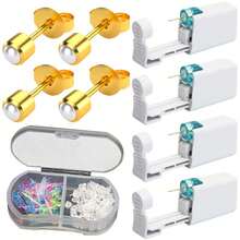 5pcs Ear Piercing Kit With Plastic Earrings For Ear Infection,Disposable Ear Piercing Gun Built-In Earrings Stud