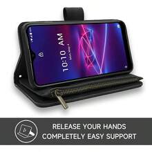 EVN0Compatible With Coolpad Legacy Brisa Wallet Case Wrist Strap Lanyard And Premium Vintage Leather Flip Credit Card Holder Stand Cell Accessories Phone Cover For Cool Pad CP3706AS 2020 2021 Women Black1552 - Black - View 4