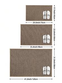 1件灰色/卡其色条纹几何复古编织门垫，室内外通用，易于清洁，适用于露台、室内、室外、走廊、花园装饰，加厚绒面材质，也可用于浴室、厨房等场所。 - 卡其色 - 查看 3
