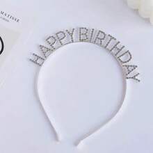 1/2 chiếc băng đô pha lê chúc mừng sinh nhật, phụ kiện trang trí tiệc, phụ kiện chụp ảnh, phụ kiện chữ cái tiếng Anh cho ngày Valentine, phụ kiện tóc cưới. - Vàng - Xem 9