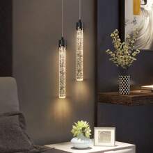 1 pezzo Lampada a sospensione di lusso regolabile a singola testa, adatta per soggiorno, camera da letto, comodino, corridoio, parete di sfondo, forma a goccia di vetro, dimmerabile a 3 colori, cristallo
