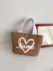 1pc Customizable Bohemian Style Large Woven Tote Bag, Customize Roomy Black White Handbag For Beach, Camping Outdoors, Fabric With Magnetic Closure, Ideal For Women's Adventure, Beach Bag, For Commuting, School And Shopping, Convenient For Outdoor Use, Teacher Gift, Perfect Choice For Vacation And Festival, Thanksgiving Gifts, Best Teacher, Middle School Students, High School Senior High School Students, College Students, University Students, Freshman, Sophomore, Underclassmen