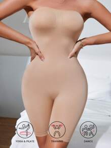 1 pieza Body moldeador deportivo, Bandeau sin tirantes, Levanta glúteos y moldeador, Traje de una pieza con control de abdomen