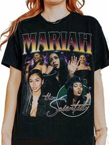 Women Men Mariah Scientist Rapper Young Hip-Hop Tee Tshirt, Women Tee Classic Free Thugs Print Round Neck Short Sleeve T-Shirt Y2K Vintage Streetwear Graphic Oversized Cotton Women TopsLoose And Comfortable - A8 - 查看 2