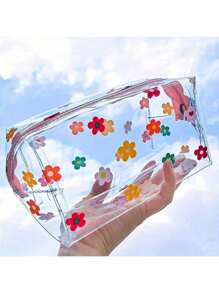 1/2 piezas Bolsa de cosméticos con patrón floral pequeño, estuche portátil de artículos de tocador adecuado para mujeres para viajes, vacaciones y uso diario