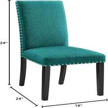 Modway Parcel Upholstered Fabric Parsons Dining Side Chair In Beige - Màu xanh mòng két - Xem 3